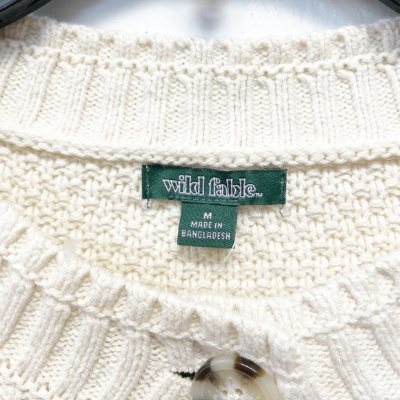 Wild Fable Women's Cream Cable Knit Button Front Cardigan Sweater Size M - Picture 2 of 5